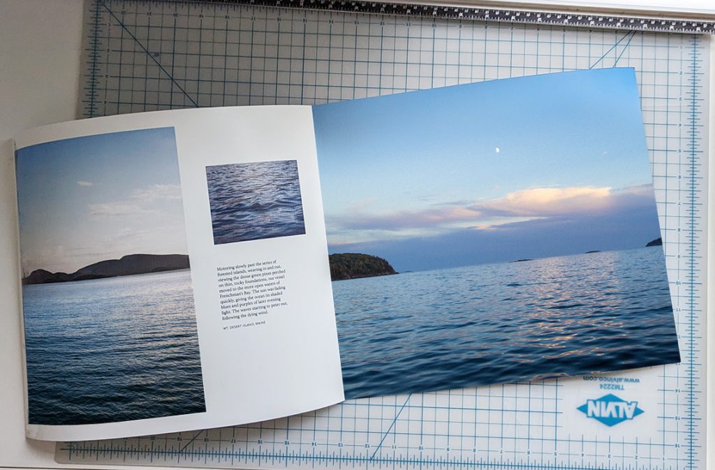 Sample page from the book showing a series of seascapes